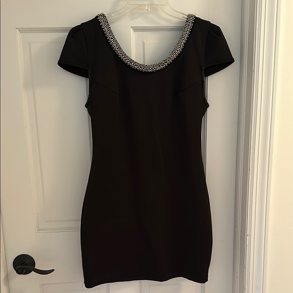 Ina Black Ribbed Sheath Dress